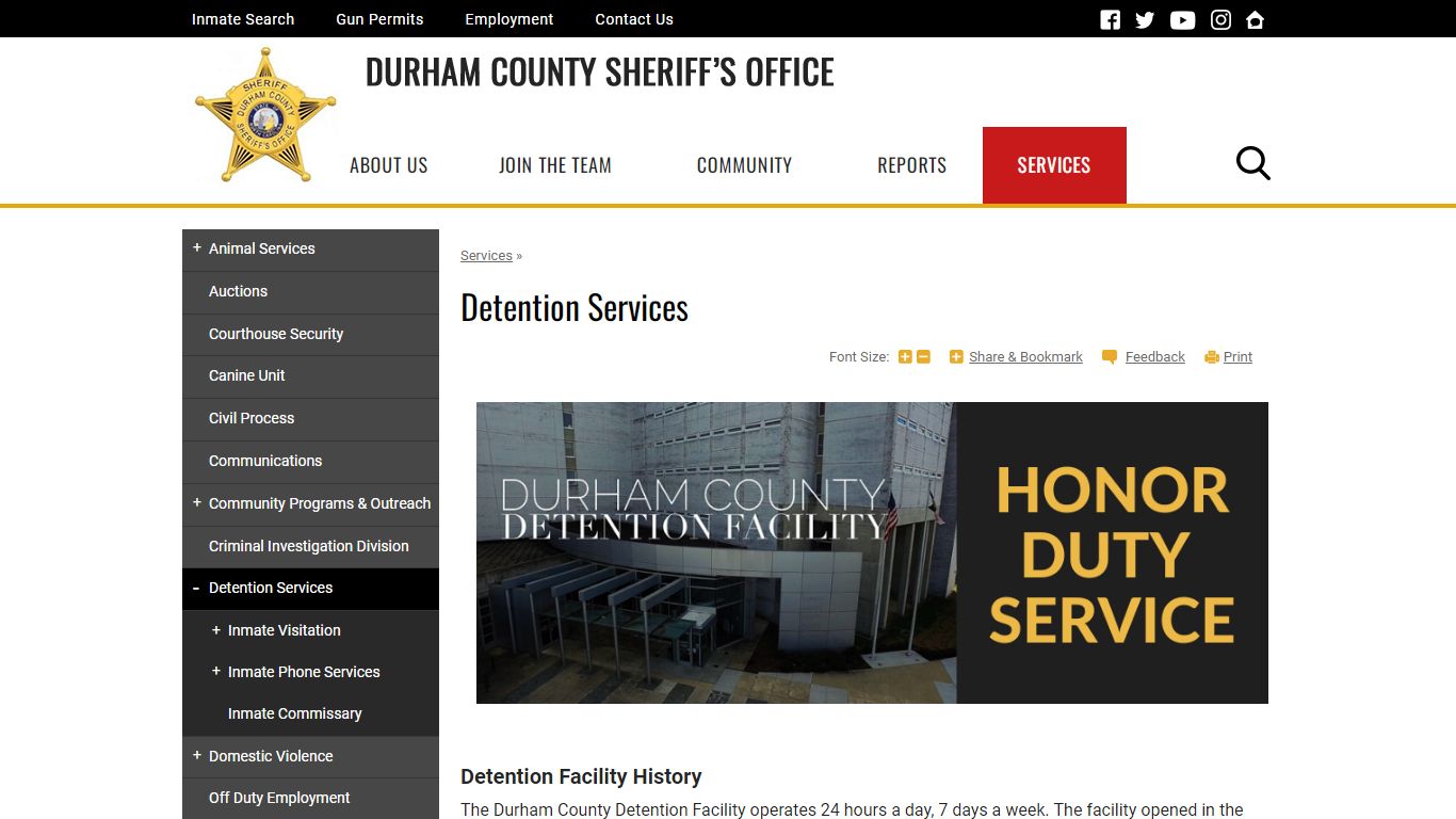 Detention Services | Durham County Sheriff